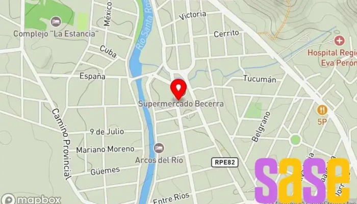 mapa de Candela Centro Comercial Tienda de artículos para el hogar, Tienda de electrodomésticos, Proveedor de productos de limpieza, Tienda de muebles, Tienda de iluminación, Colchonería en Santa Rosa de Calamuchita