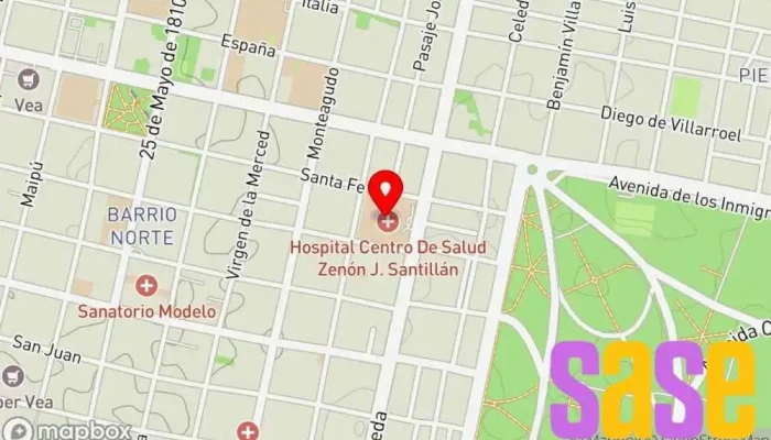 mapa de Centro de Salud Dr. Zenón J. Santillán Hospital general, Médico en San Miguel de Tucumán