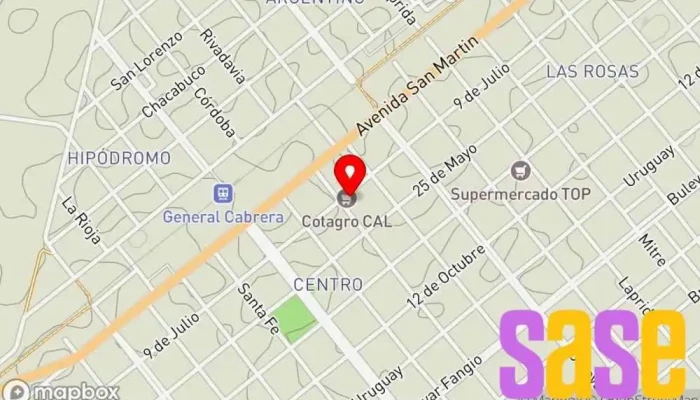 mapa de Cotagro, Casa Central Cooperativa agropecuaria en Gral. Cabrera