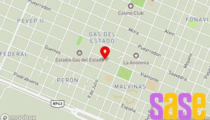 mapa de Distrigas S.A. Oficina de la Administración en Pico Truncado