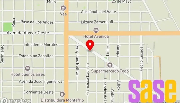 mapa de Electricidad Pacheco S.A. Tienda de repuestos para automóviles en Gral. Alvear