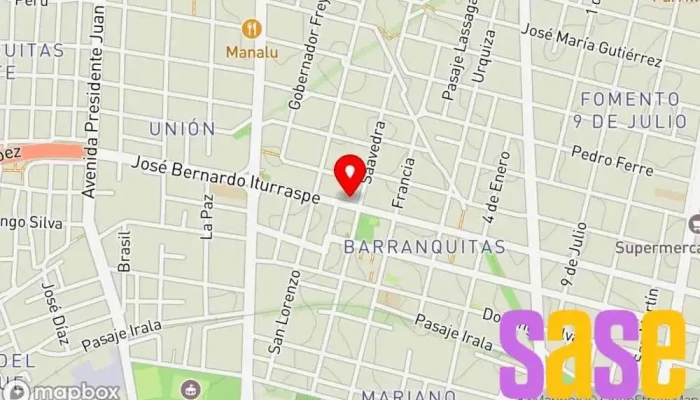 mapa de Electromecanica D'Argenio. Servicio de reparación de sistemas eléctricos para automóviles, Tienda de baterías para automóvil en Santa Fe de la Vera Cruz