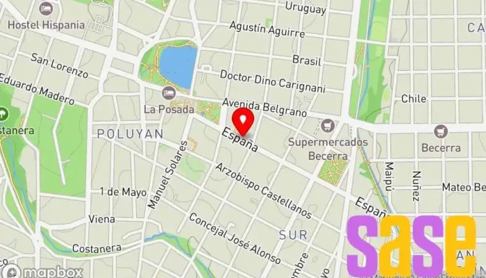 mapa de Electrón Sucursal España Ferretería, Tienda de materiales para la construcción, Proveedor de materiales de construcción, Tienda de componentes electrónicos, Tienda de iluminación, Tienda de suministros para albañilería, Pinturería, Tienda de equipos de sonido en Alta Gracia