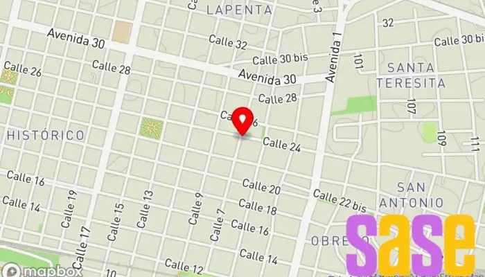 mapa de Estación 21 FM 107.1 Mhz. Oficinas de empresa en Mercedes