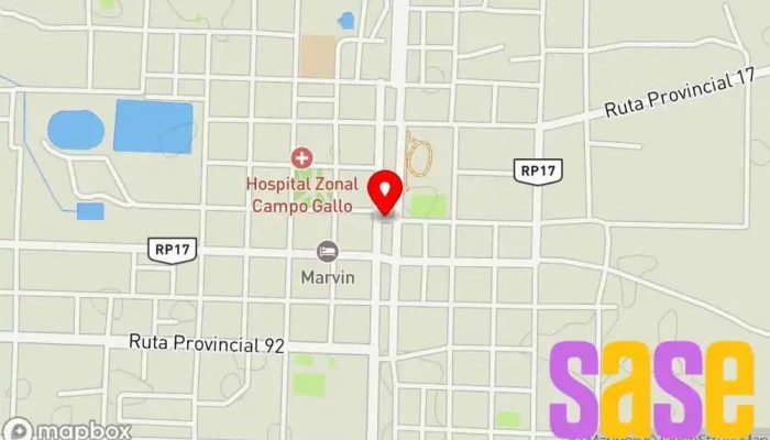 mapa de FM BENJAMÍN - 104,500 MHz. ESTUDIOS Emisora de radio en Campo Gallo