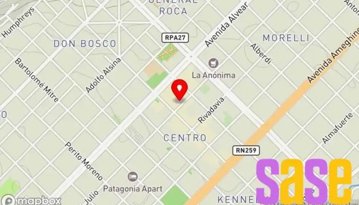 mapa de FULL ELECTRONIC Tienda de informática, Proveedor de repuestos de electrodomésticos, Proveedor de equipos audiovisuales, Tienda de alarmas antirrobo en Esquel