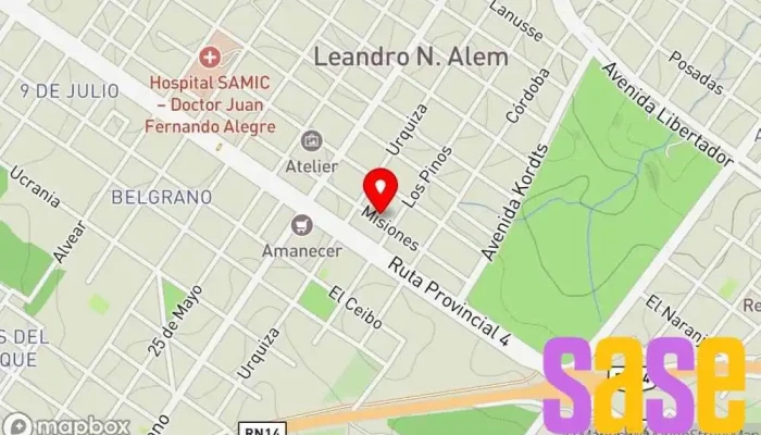 mapa de IPLyC Misiones Administración de loterías en Leandro N. Alem