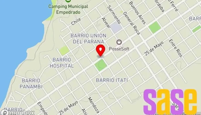 mapa de Municipalidad de Empedrado Gobierno, Secretaría municipal, Oficina tributaria municipal en Empedrado