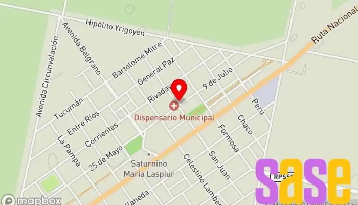 mapa de MUNICIPALIDAD DE SATURNINO MARIA LASPIUR Oficina del Gobierno en Saturnino M. Laspiur
