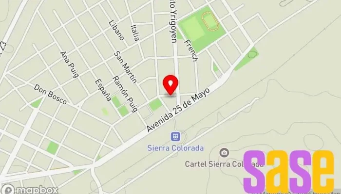 mapa de MUNICIPALIDAD DE SIERRA COLORADA Oficina de la Administración, Oficinas de administración del condado, Escuela técnica en Sierra Colorada