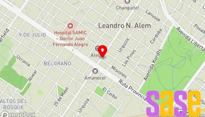 mapa de Musimundo Tienda de electrodomésticos, Tienda de accesorios para automóviles, Tienda de accesorios para móviles, Tienda de móviles, Tienda de accesorios informáticos, Centro de exposición de artículos para el hogar, Tienda de DVD, Tienda de artículos para el hogar, en Leandro N. Alem