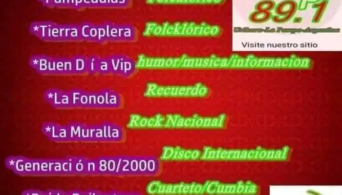 Sintonía Vip Radio 89.1 Uriburu-La Pampa-Argentina - Uriburu