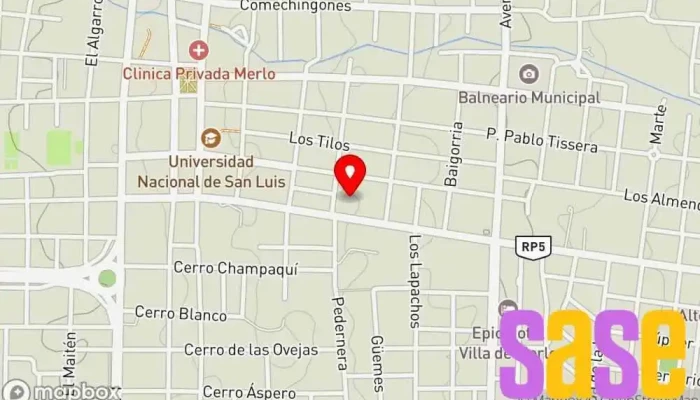 mapa de Vorterix San Luis Emisora de radio, Central telefónica en Merlo